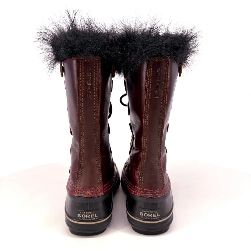 SOREL Joan of Arctic Premium Red Leather Snow Boots Size 6.5